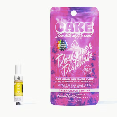 Green Crack Cake cart, 1G designer distillate 510 cartridge with fresh citrus and mango